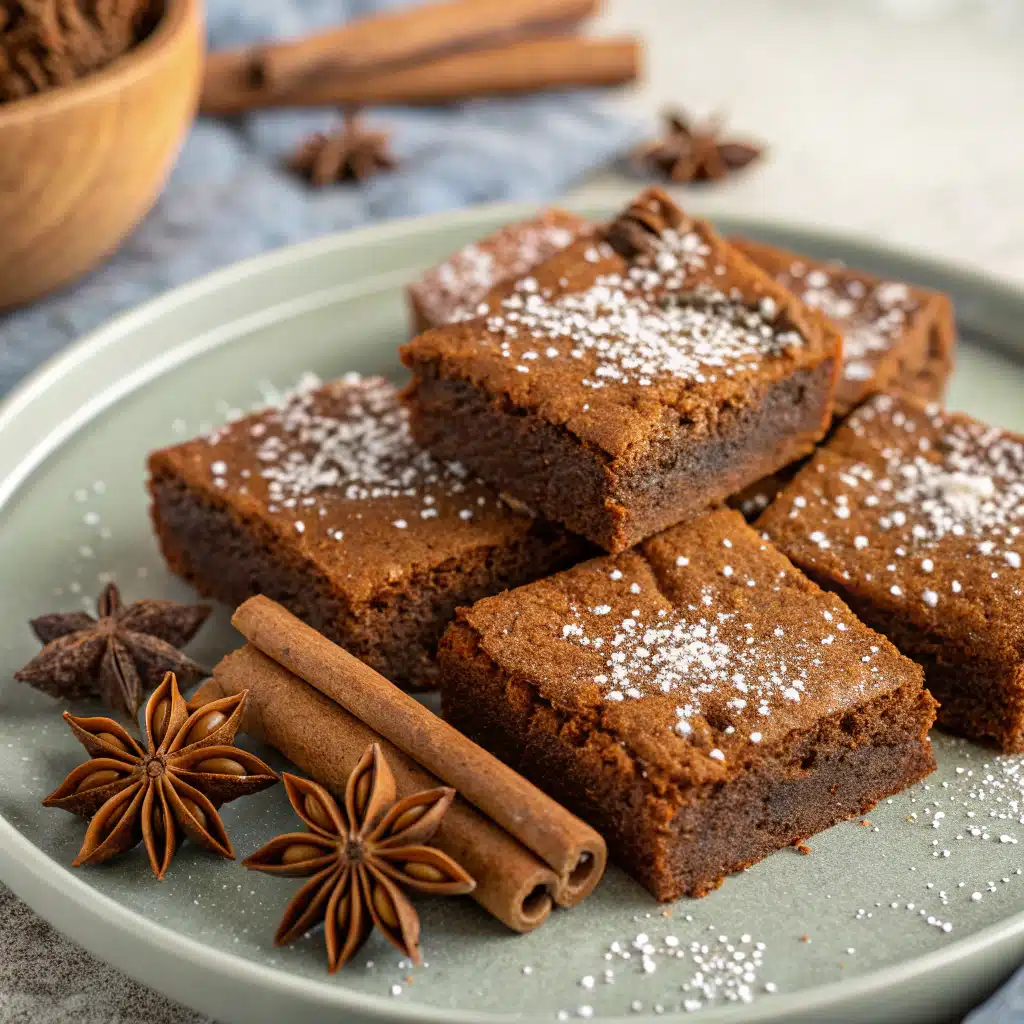 Spiced Chewy Gingerbread Brownies