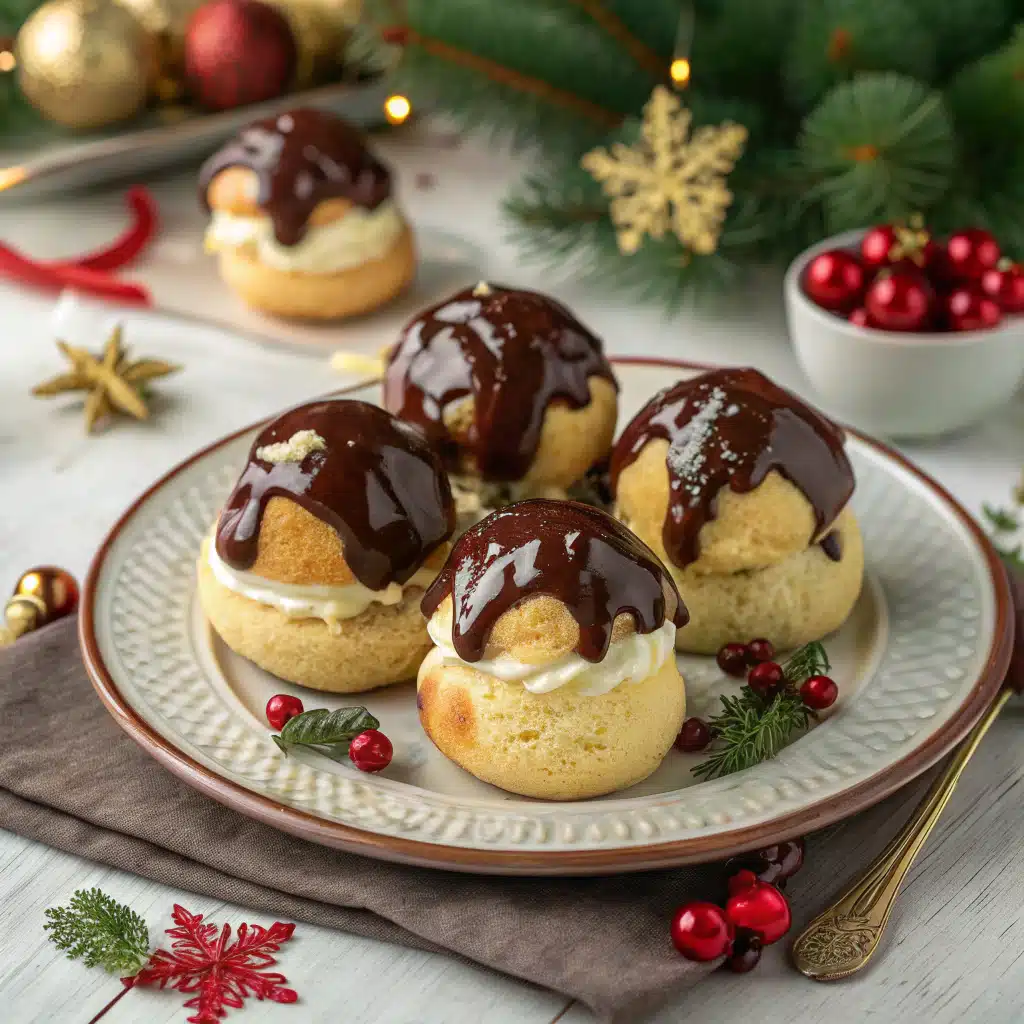 Chocolate Profiterole Christmas Puddings