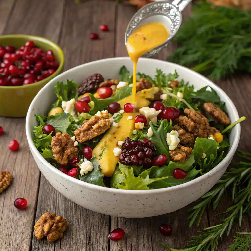 Delicious Christmas Salad with Honey Mustard Dressing